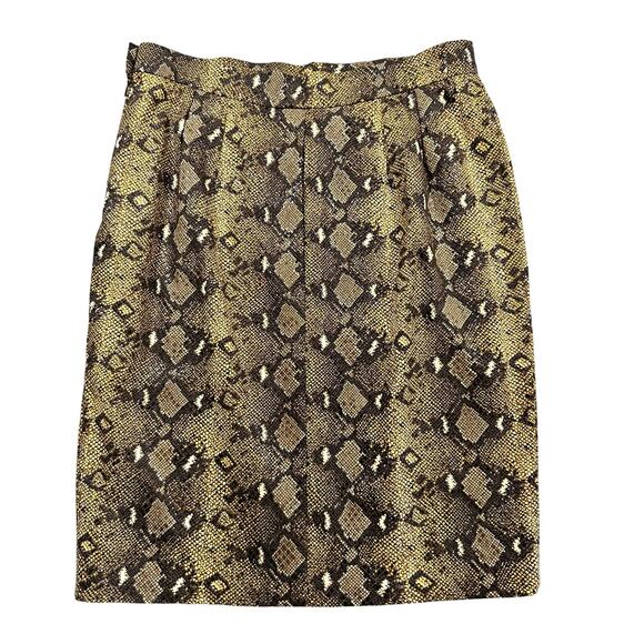 Vintage Yves Saint Laurent Encore Faux Snakeskin Skirt US 12 Pencil Skirt - Picture 7 of 7